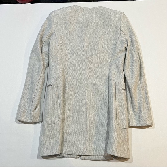 Zara Gray Herringbone Frock Coat Size Small - Picture 2 of 6